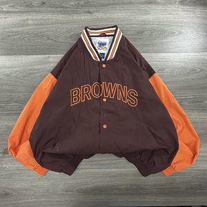Vintage Cleveland Browns Varsity Bomber Jacket Adult Extra Large Snap Lined Logo